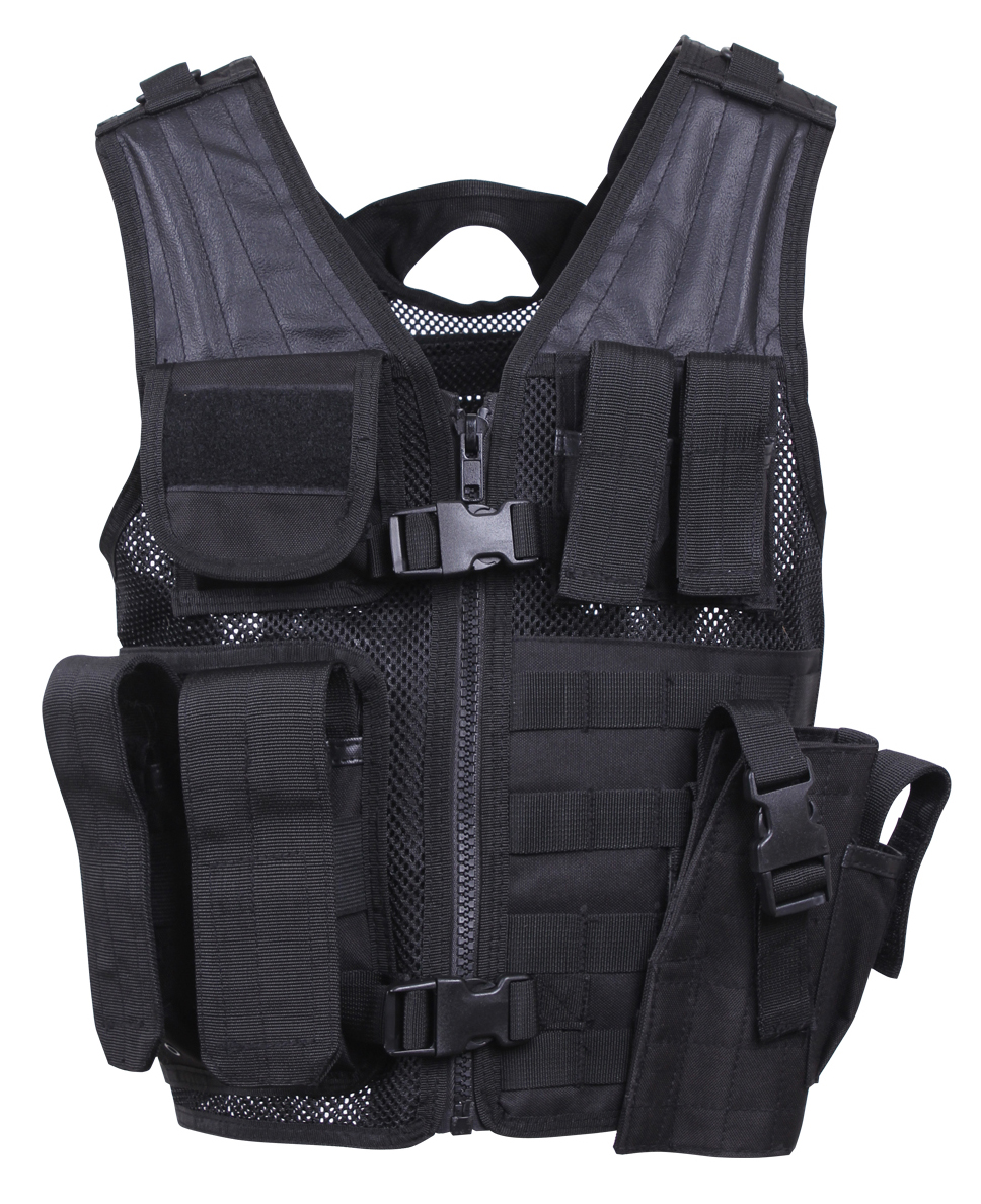 12347 Kids Tactical Cross Draw Vest, Black