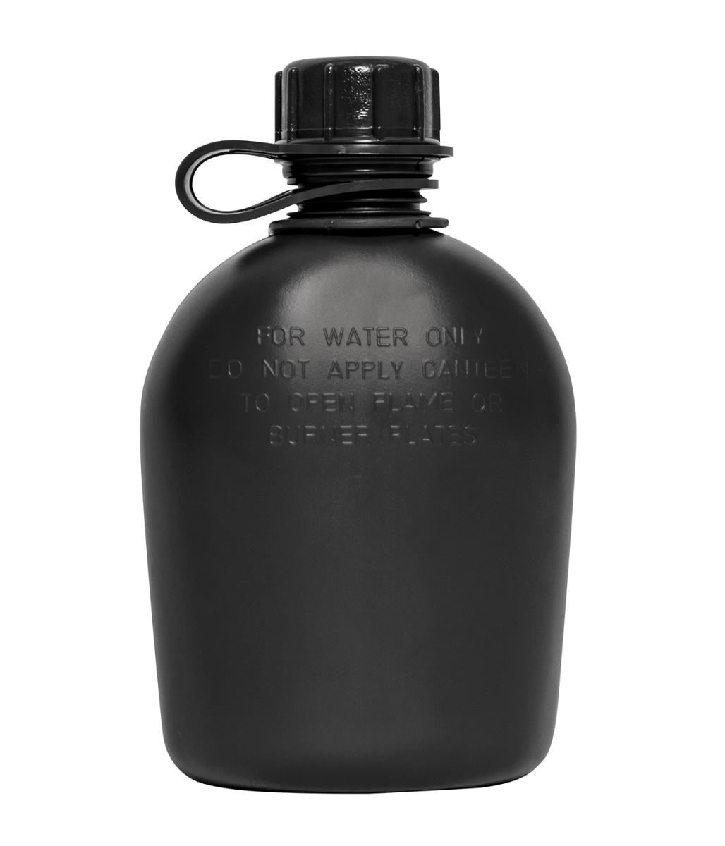 20427 1 qt. Genuine G.I. Plastic Canteen, Black - 3 Piece