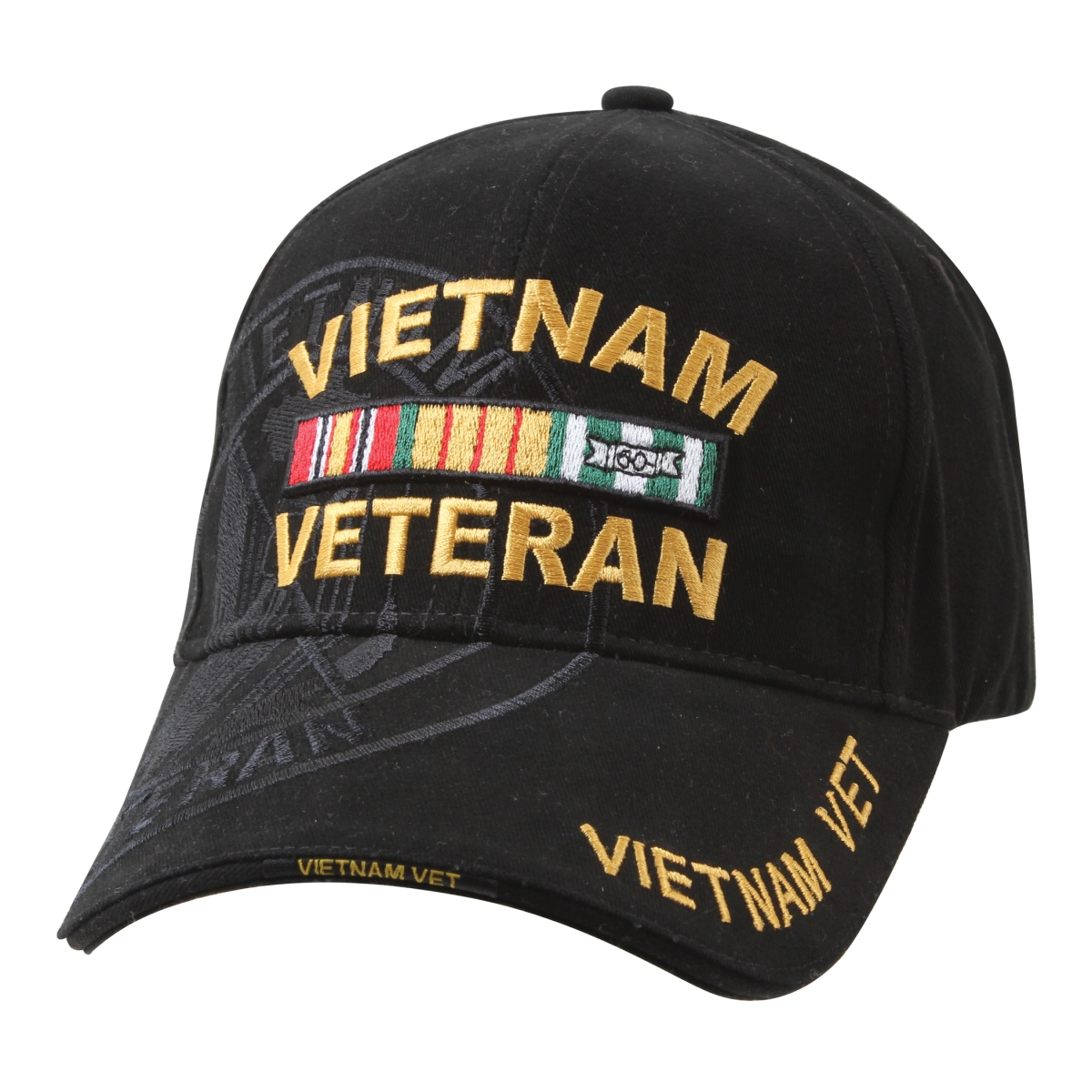 12525 Deluxe Vietnam Veteran Low Profile Shadow Caps, Black