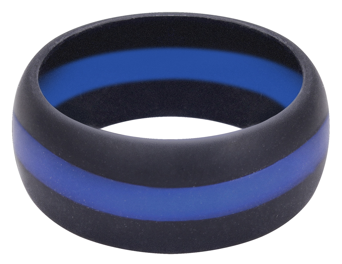 20410 Thin Blue Line Silicone Military Rings  Size 14