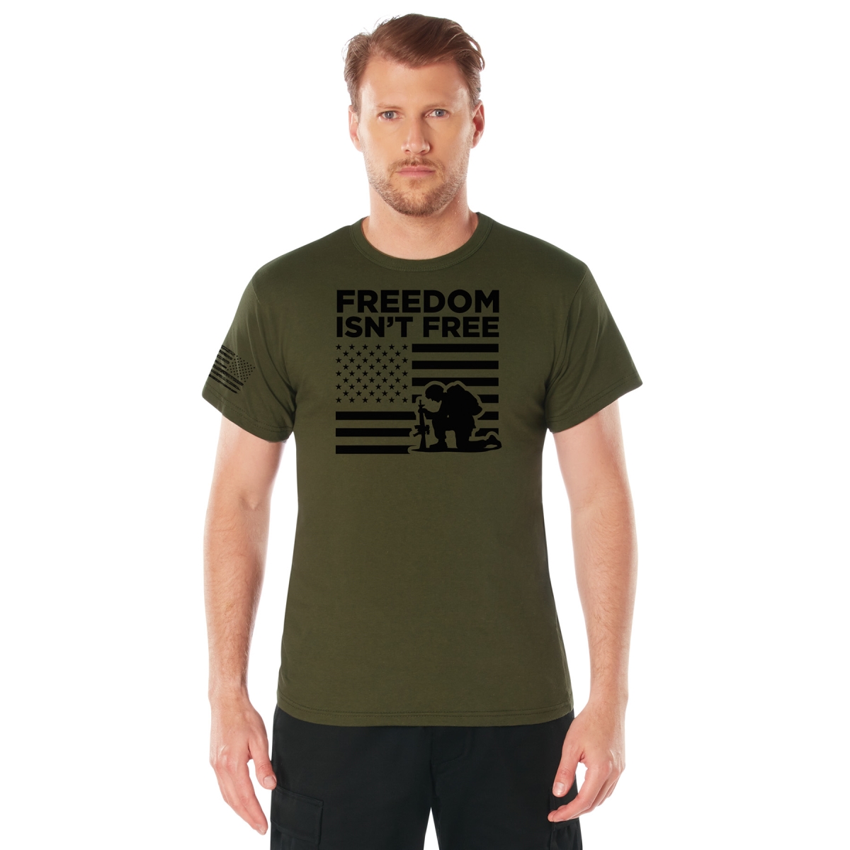 19142 Men Freedom Isnt Free Short Sleeve T-Shirt, Olive Drab - Medium