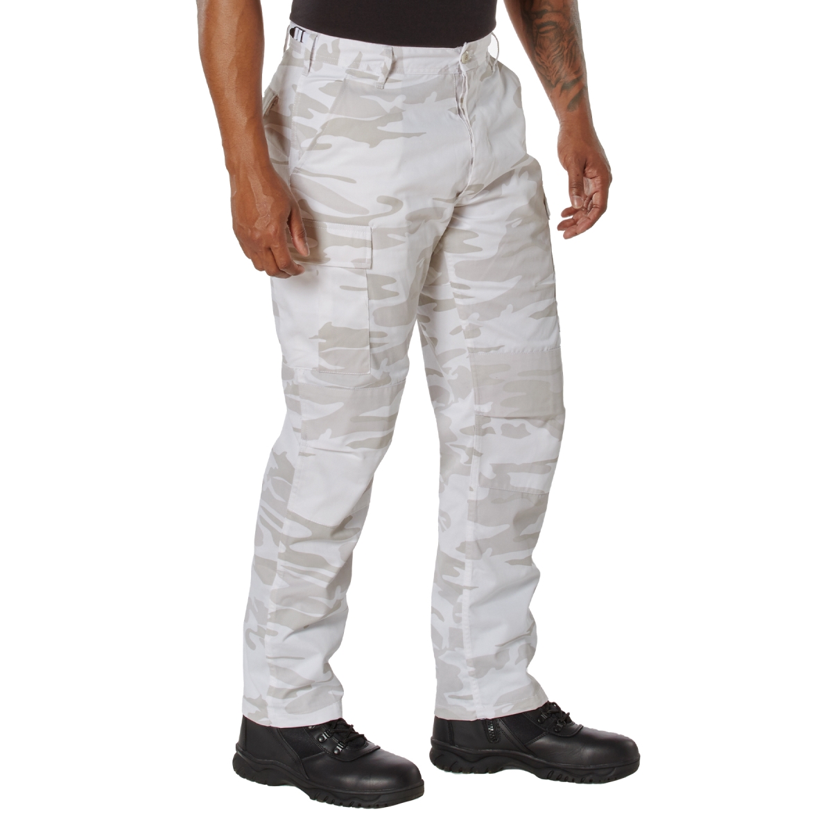 18965 Color Camo Tactical Battle Dress Uniform Pants, White Camo - Medium