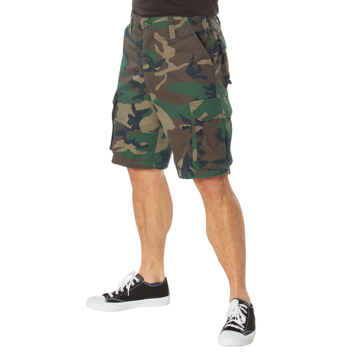 1062 Men Vintage Paratrooper Cargo Shorts, Woodland Camo - Medium