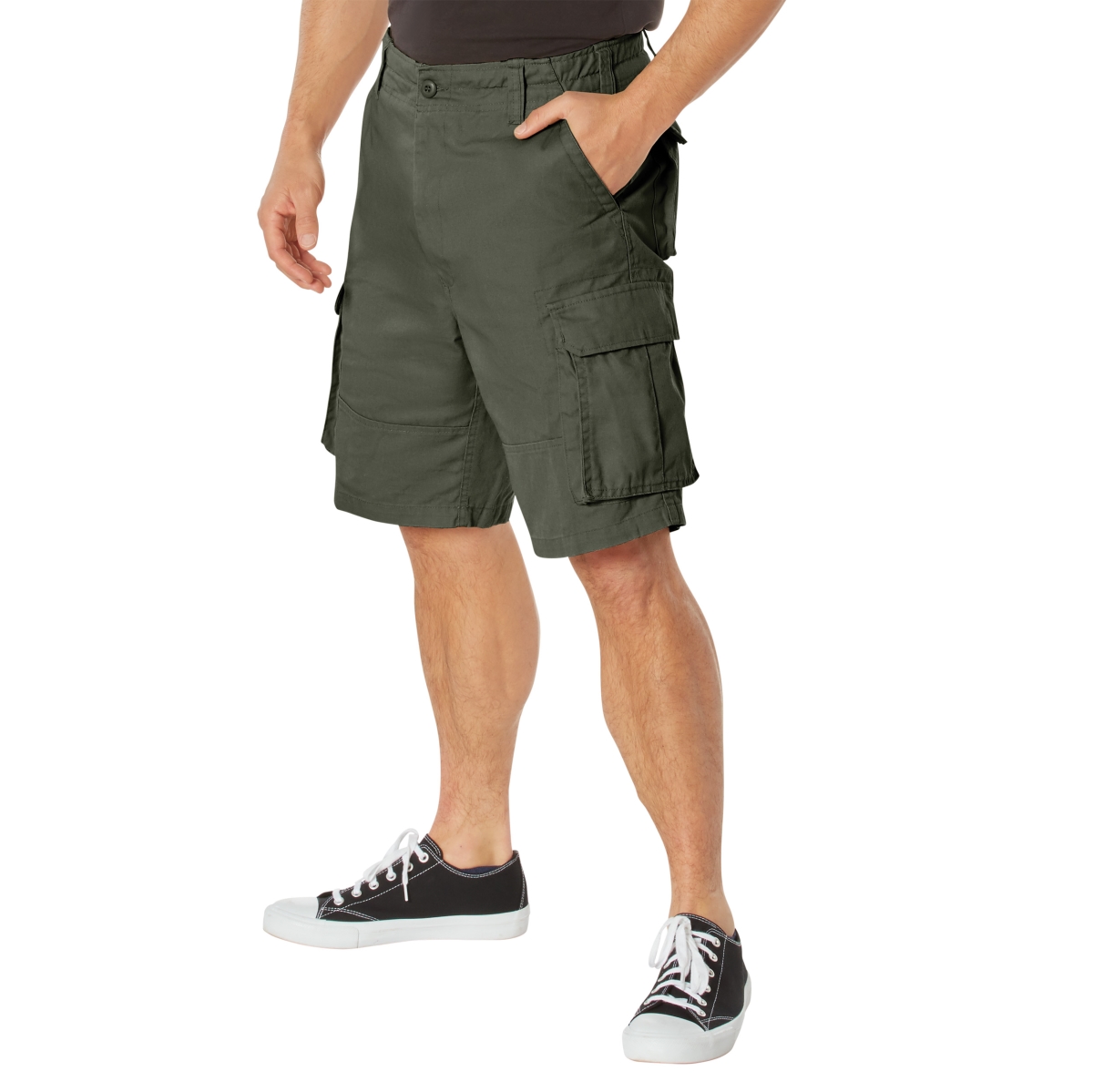 1094 Men Vintage Paratrooper Cargo Shorts, Olive Drab - Small