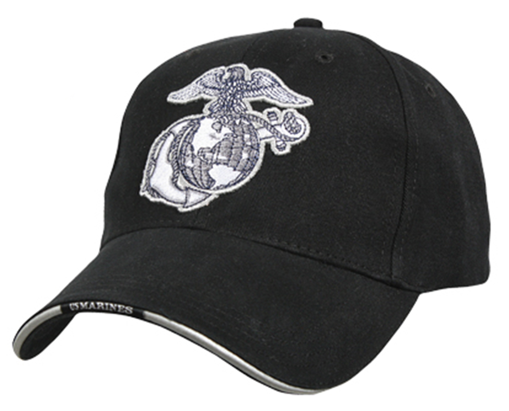 11463 Deluxe Eagle Globe & Anchor Low Profile Cap, Black