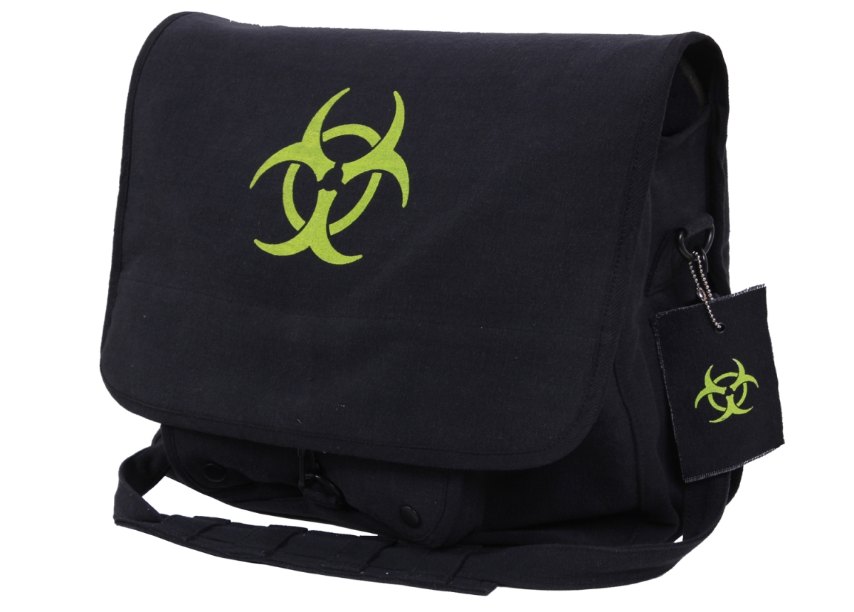 14492 Bio-hazard Vintage Canvas Messenger Bag, Black