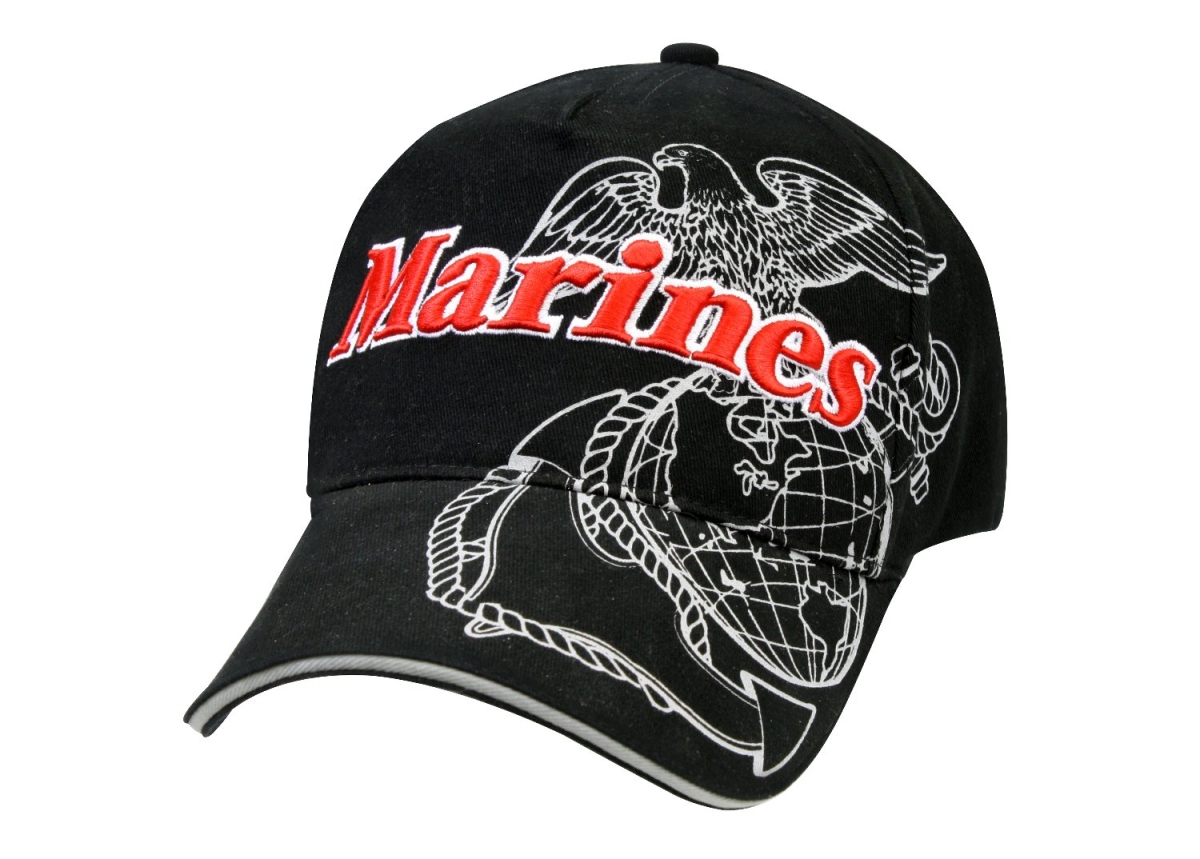 28562 Deluxe Marines Eagle Globe & Anchor Low Pro Cap, Black & Red
