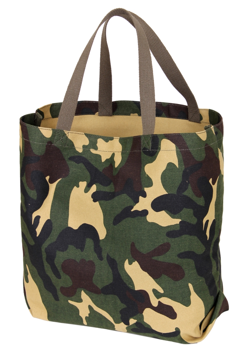 15333 Canvas Camo & Solid Tote Bag, Woodland Camo