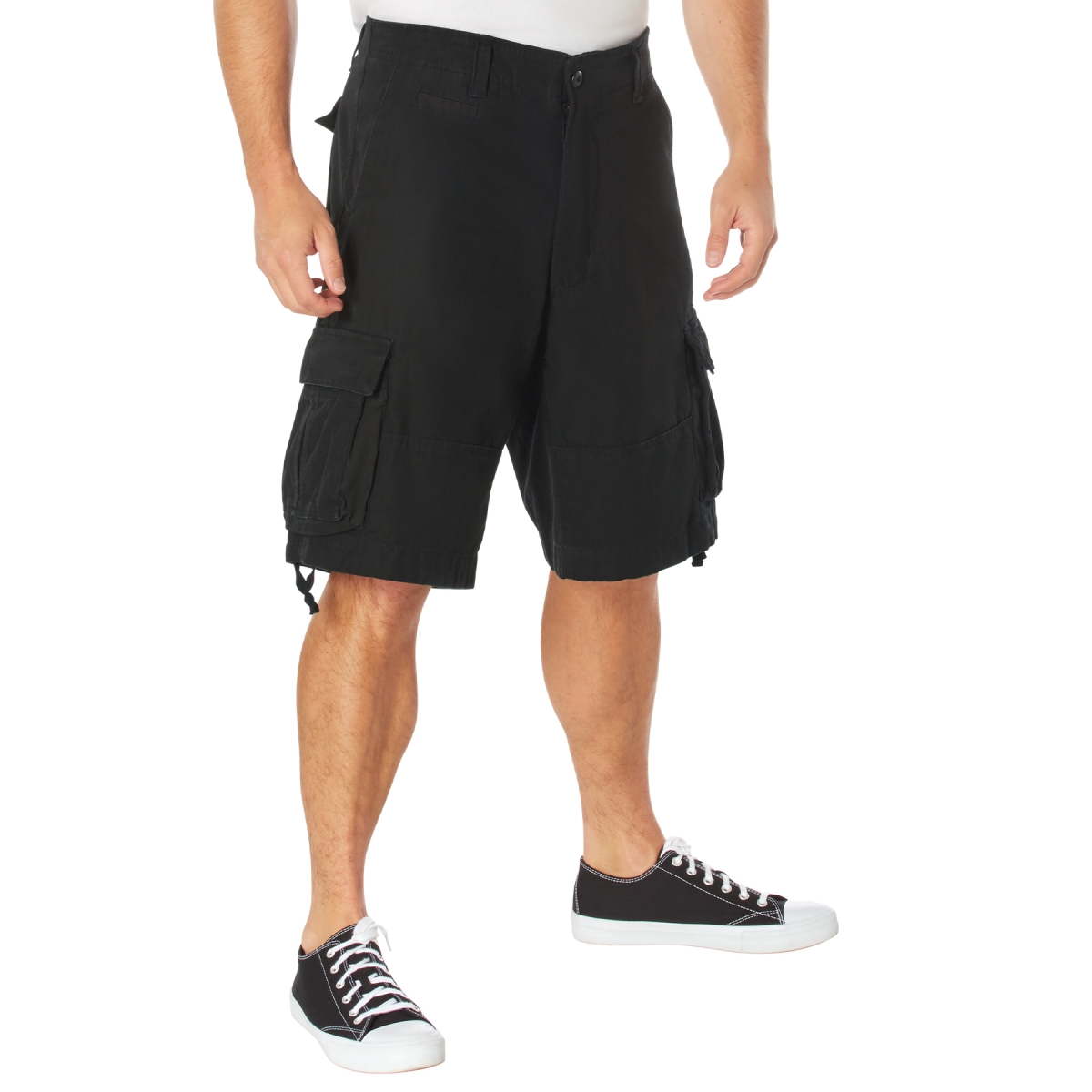 1374 Men Vintage Utility Cargo Shorts, Black - Extra Large