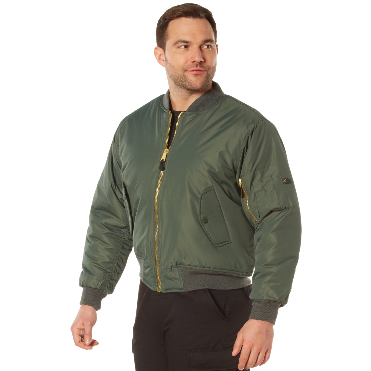 17018 Enhanced Nylon MA-1 Flight Jacket, Sage Green - Medium