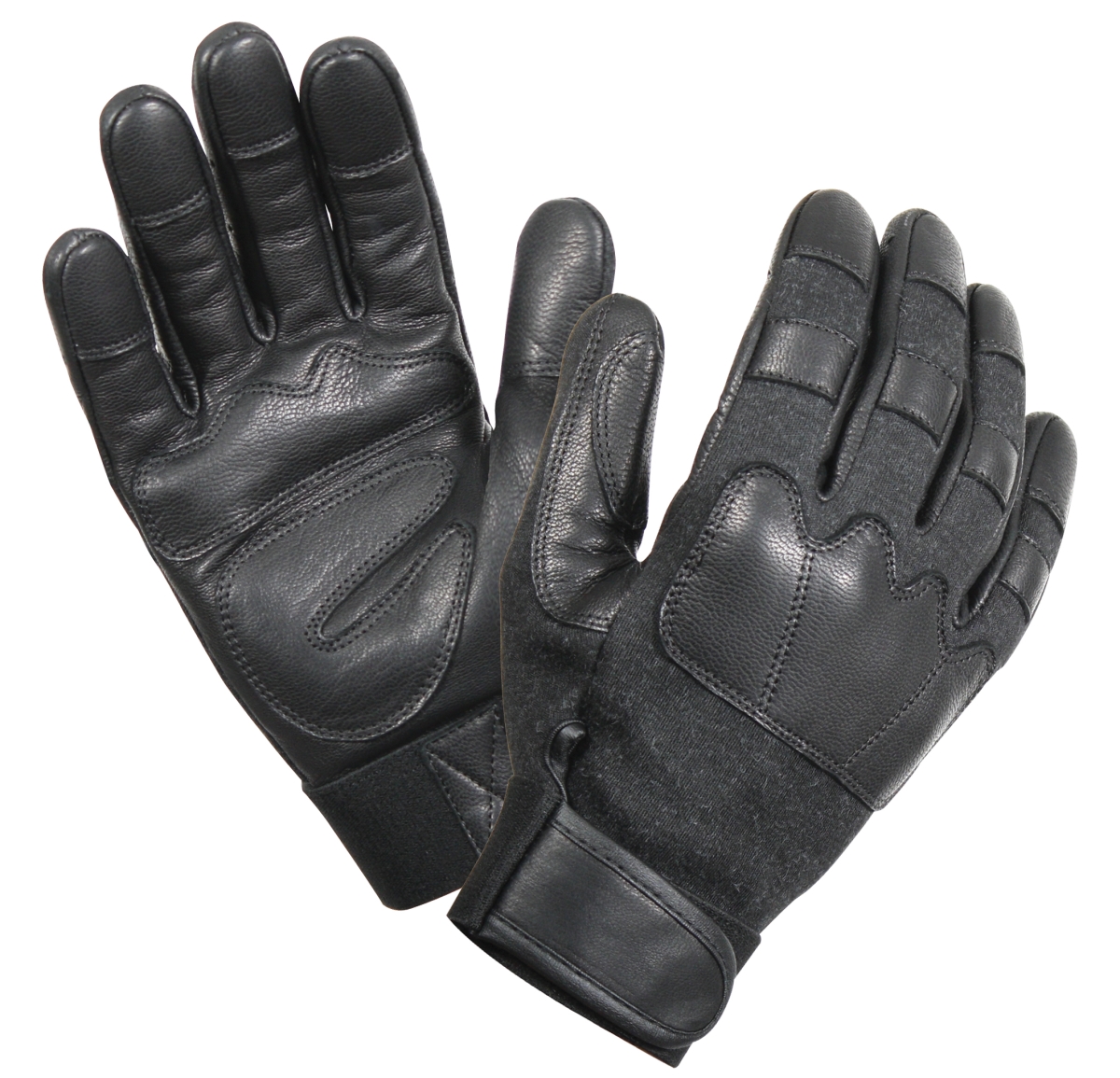 2279 Leather Knuckle Gloves, Black - Small