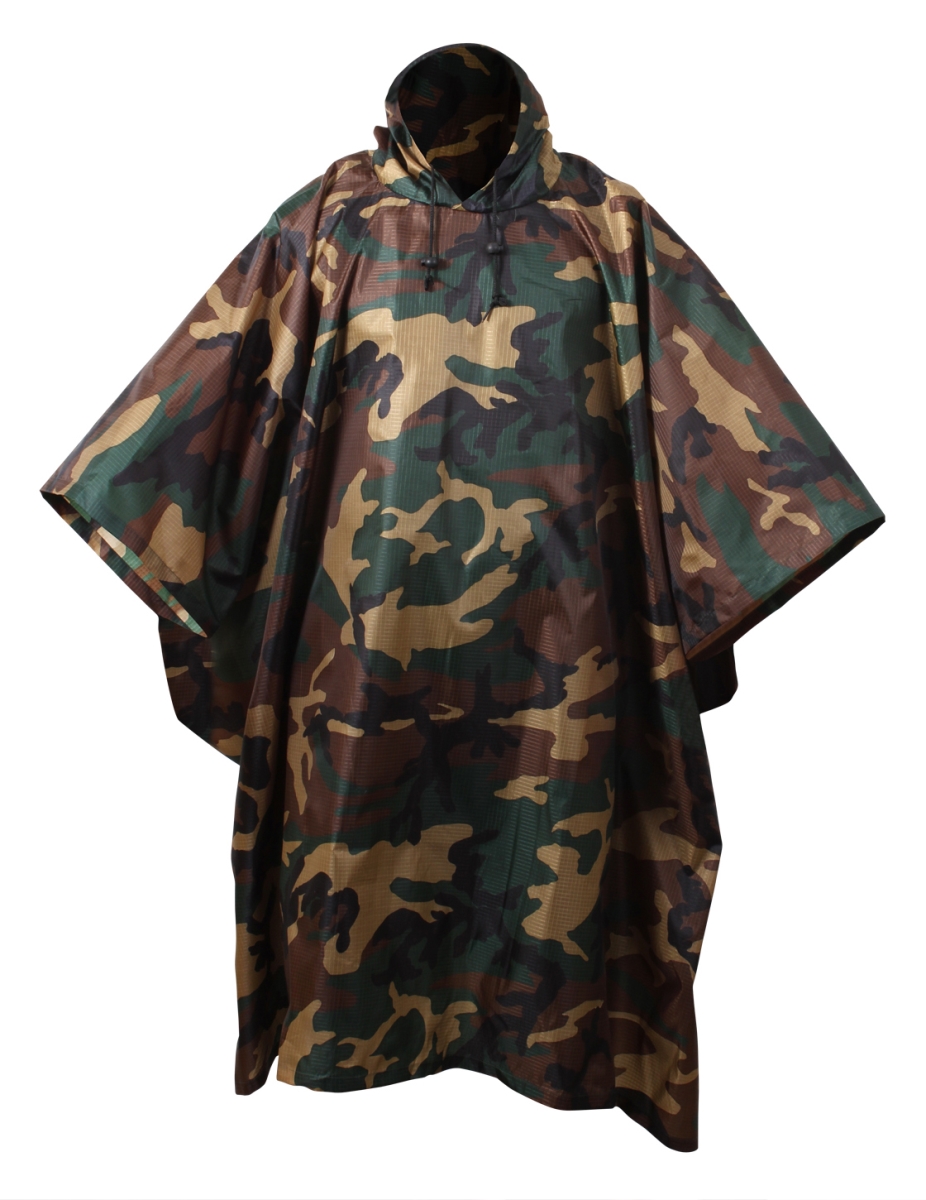 3797 G.I. Type Rip-Stop Poncho, Woodland Camo