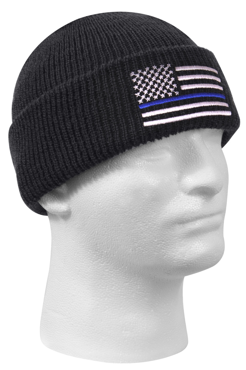 16453 Thin Blue Line Deluxe Embroidered Watch Caps