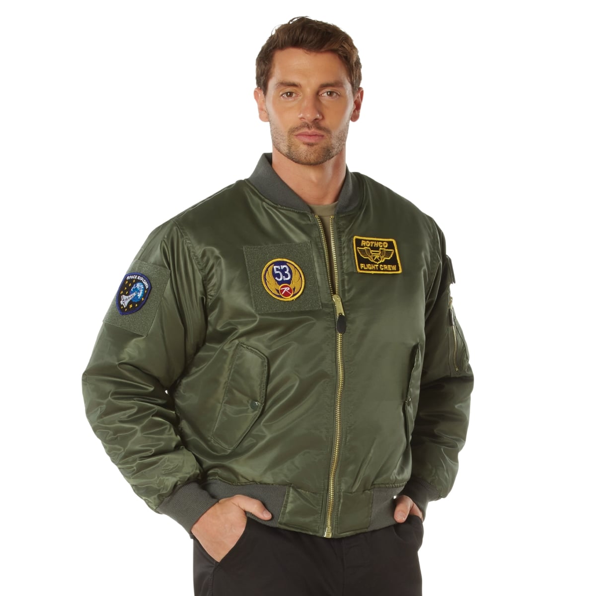 17051 MA-1 Flight Jacket with Patches, Sage Green - 2XL