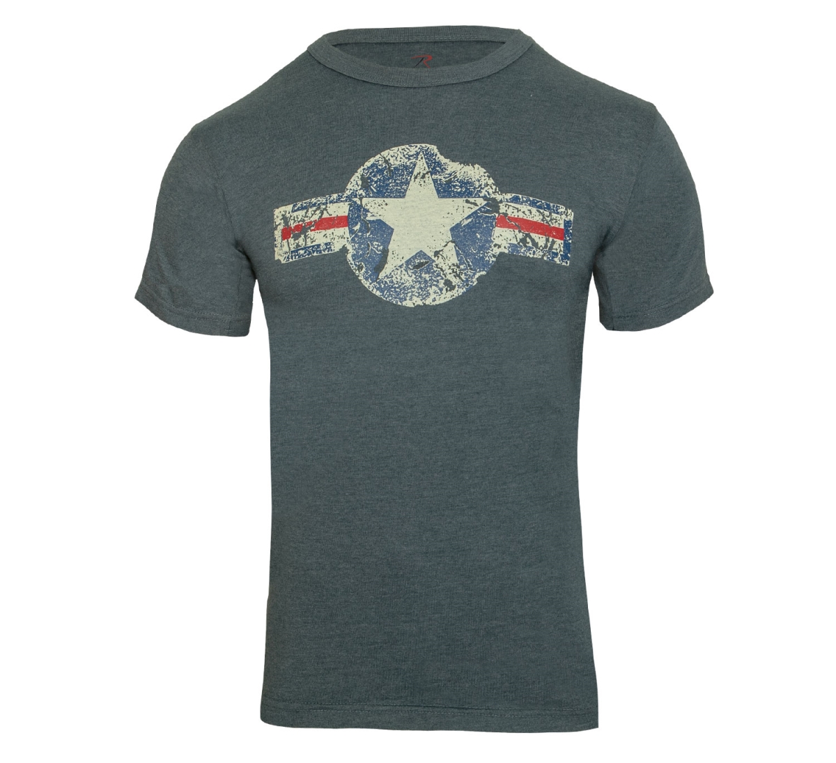 7204 Men Vintage Air Corps Short Sleeve T-Shirt, Blue - Large