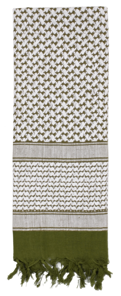 15817 Shemagh Tactical Desert Keffiyeh Scarf, Olive Drab & White