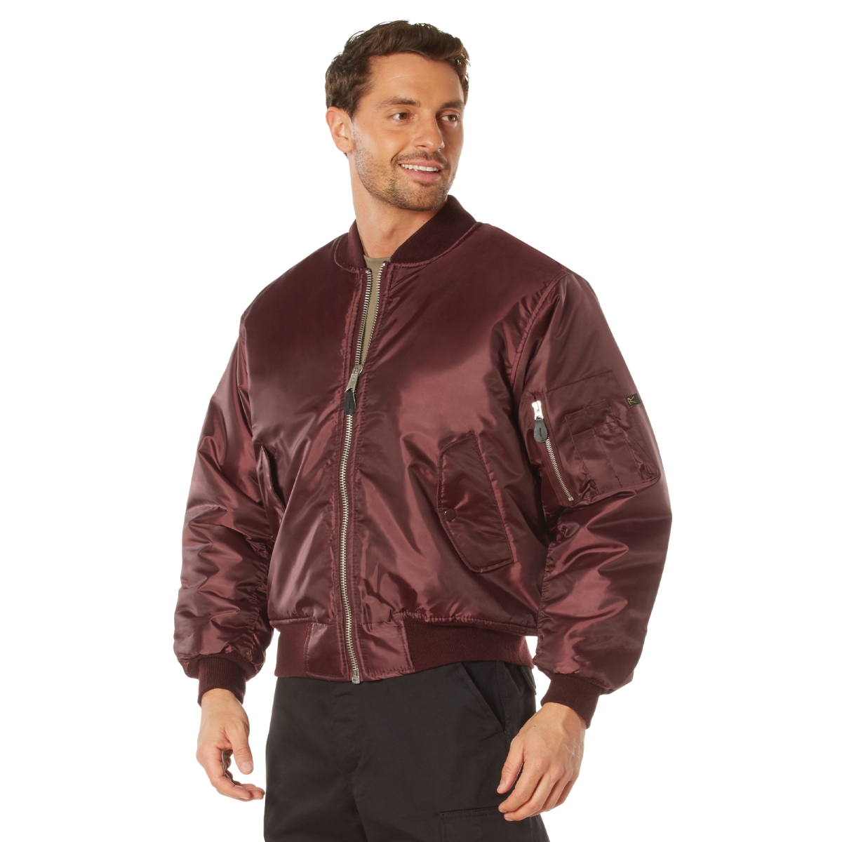 16120 Men MA-1 Flight Jacket, Maroon - Small