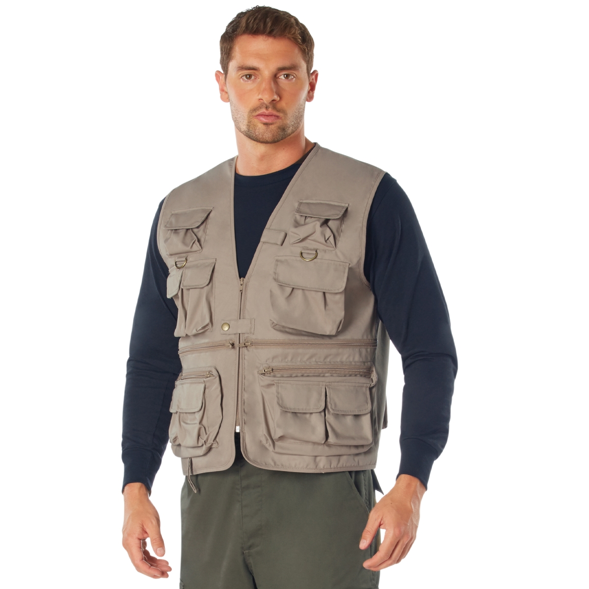 8469 Men Uncle Milty Travel Vest, Khaki - Small