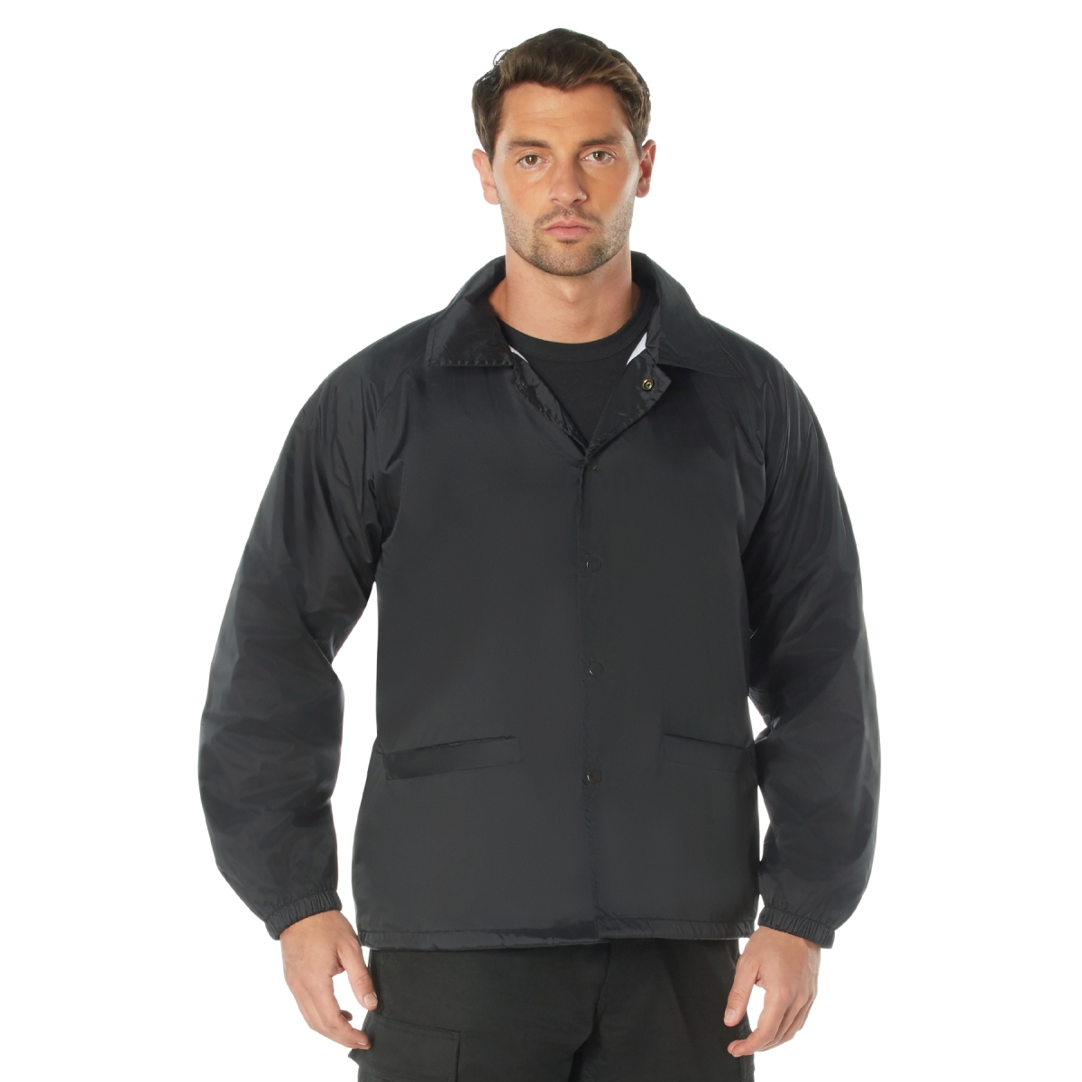 8563 Men Lined Coaches Security Jacket, Black - 4XL