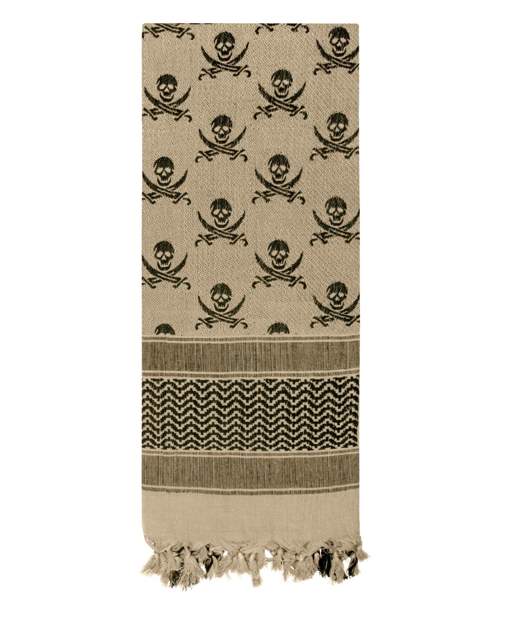 12452 Skulls Shemagh Tactical Desert Keffiyeh Scarf, Tan