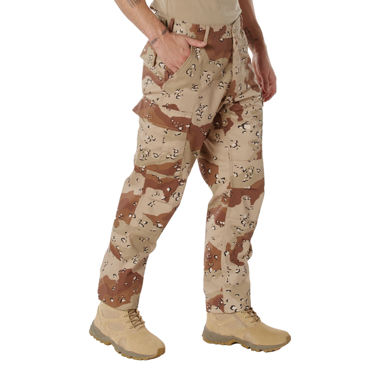 10294 Camo Tactical Battle Dress Uniform Pants, 6-Color Desert Camo - Medium