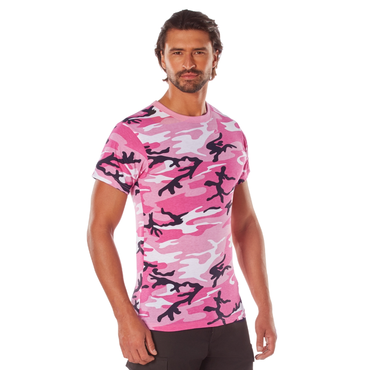 10430 Men Camo Short Sleeve T-Shirt, Pink Camo - Medium