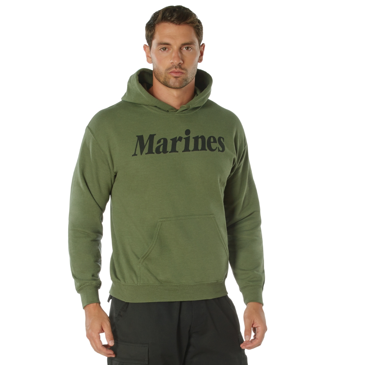 10641 Men Marines Pullover Hooded Sweatshirt - Small