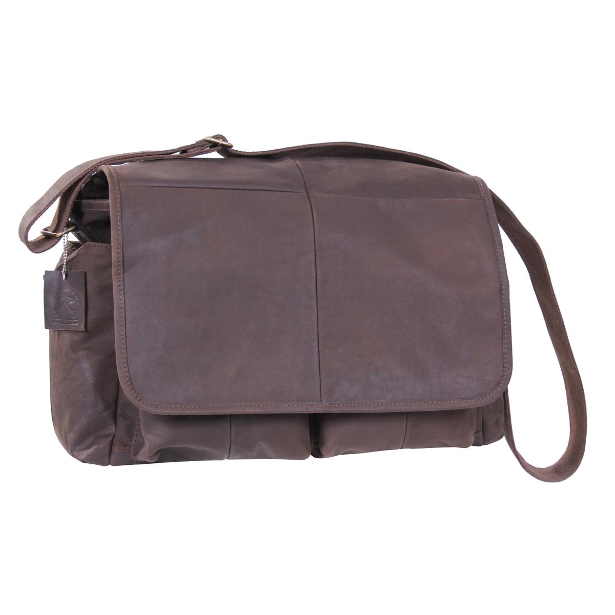 14542 Brown Leather Classic Messenger Bag