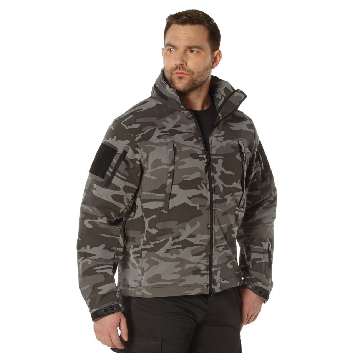 20590 Special Ops Soft Shell Jacket, Black Camo - Small
