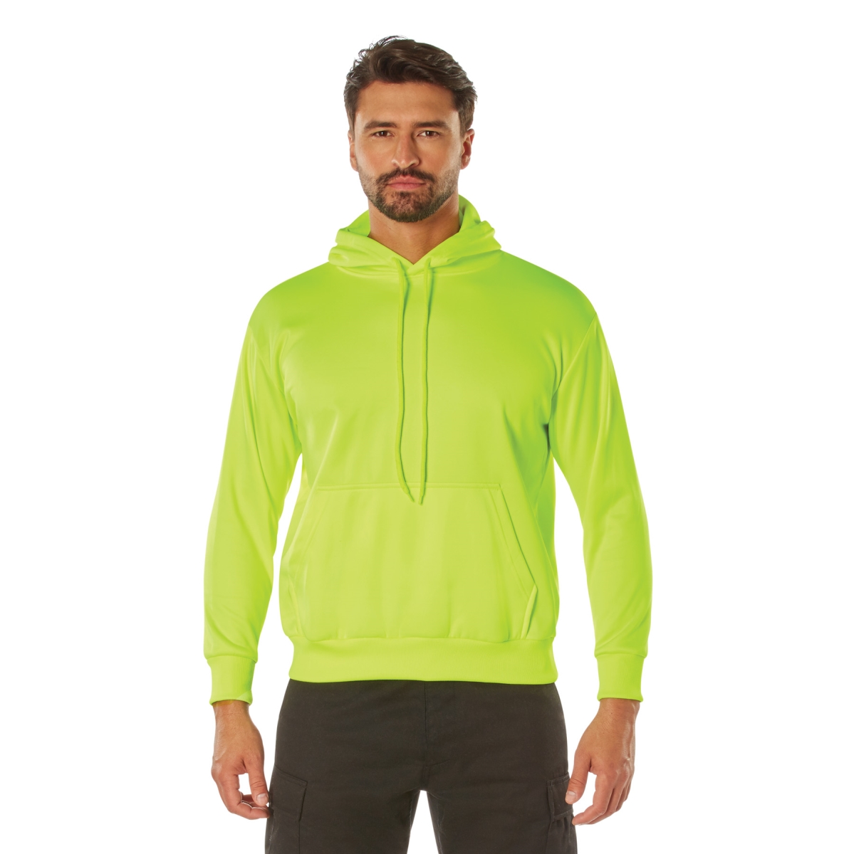 20807 High-Vis Performance Long Sleeve Hooded Sweatshirt, Safety Green - Extra Large