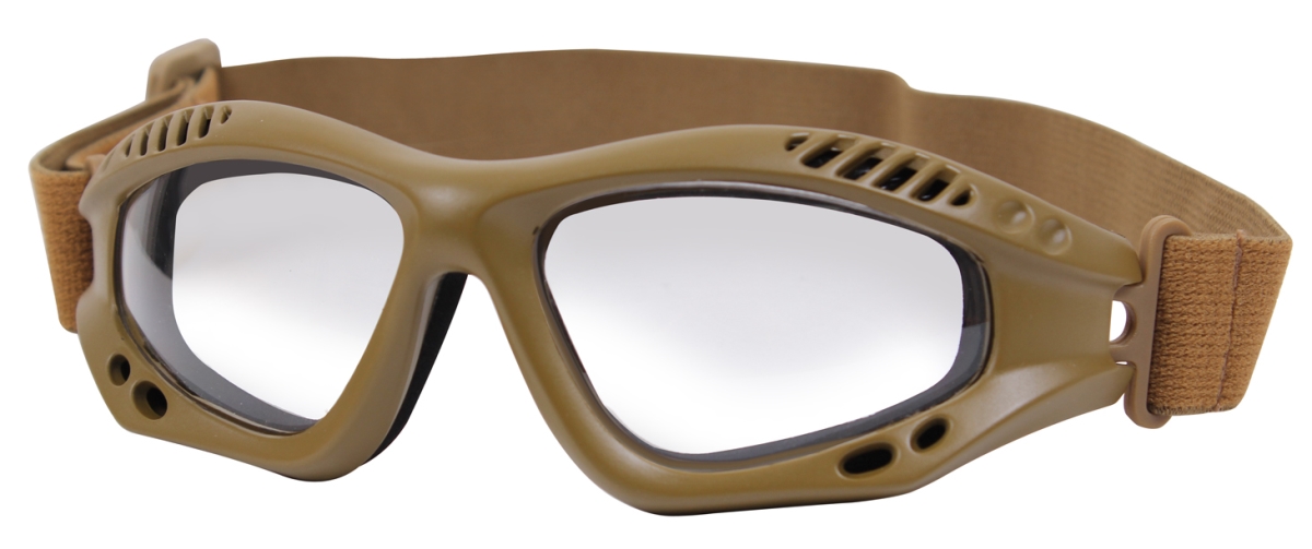 18386 ANSI Rated Tactical Goggles Sunglasses, Coyote Brown & Clear