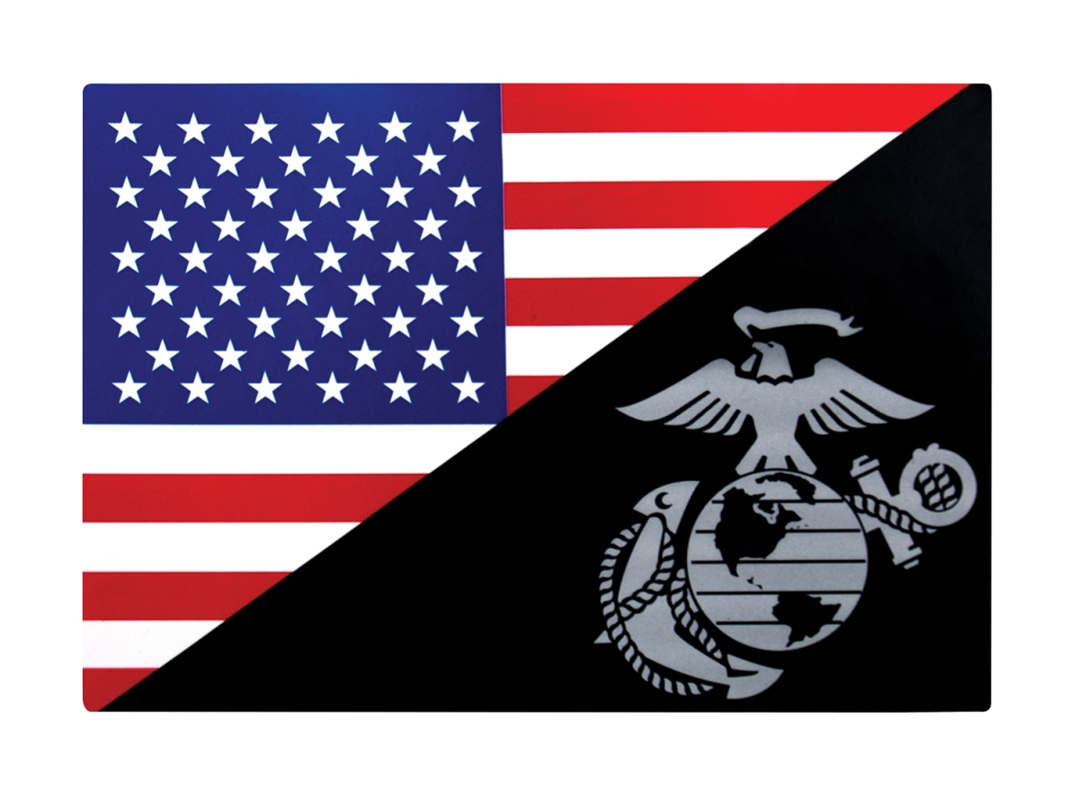 19837 Outside & Back Gum USMC Eagle Globe & Anchor Flag Decal