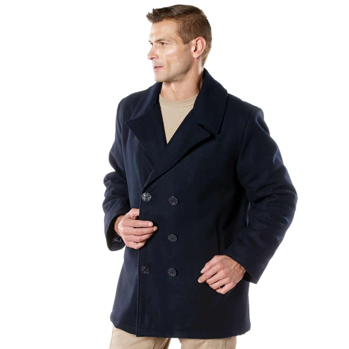 21863 Naval Heritage Pea Coat Military Jacket, Navy Blue - Extra Large