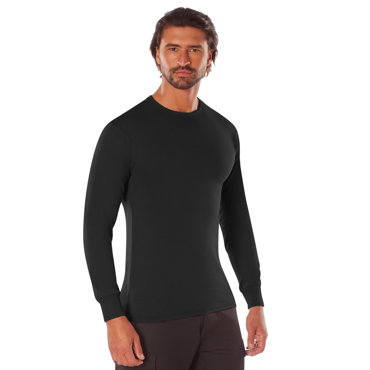 5938 Long Sleeve Solid T-Shirt, Black - Small