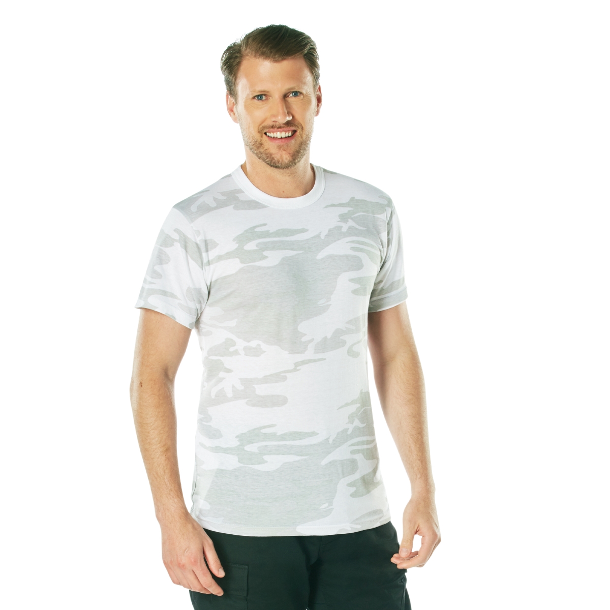 18298 Men Short Sleeve T-Shirt, White Camo - Small