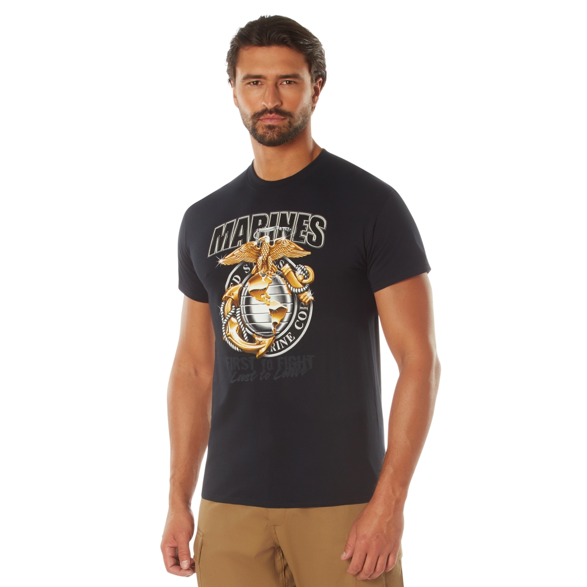 9149 Black Ink Marines First To Fight Short Sleeve T-Shirt - Medium
