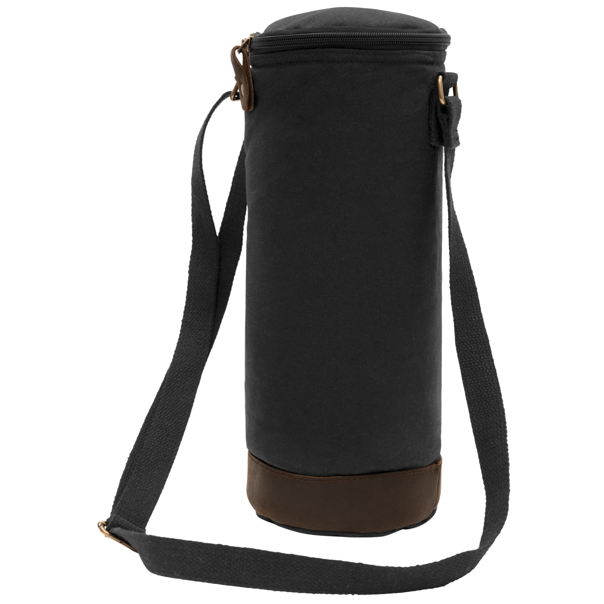 23548 Waxed Canvas Wine Carrier Tote Bag, Black