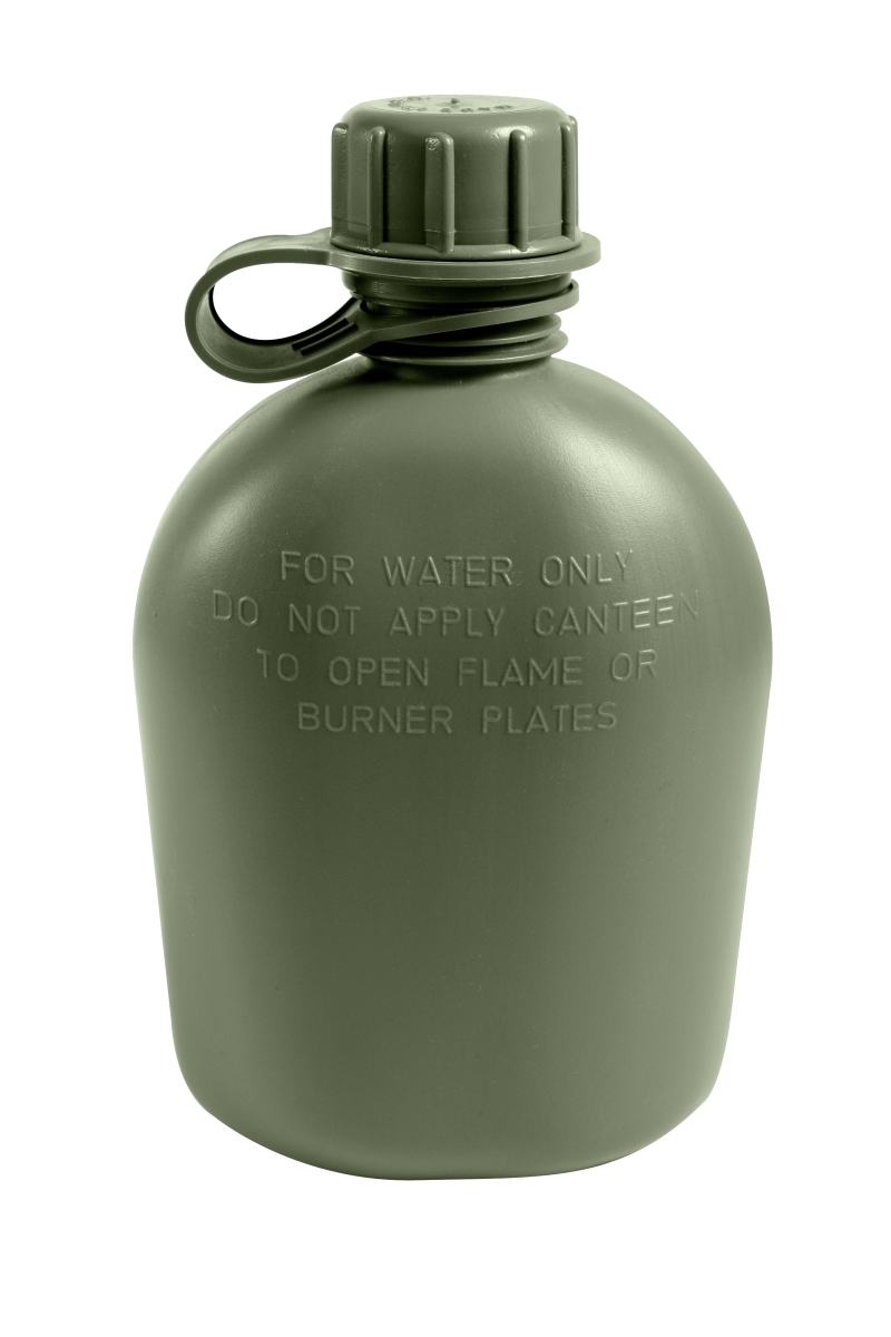 6023 1 qt. Genuine G.I. Plastic Canteen, Olive Drab - 3 Piece