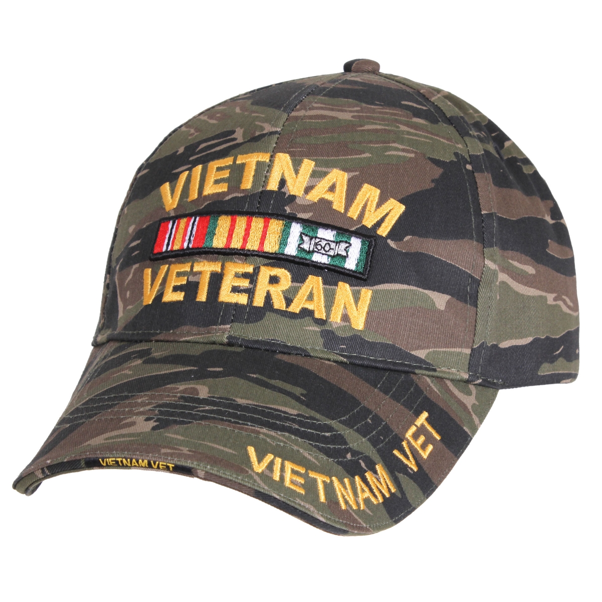 15265 Deluxe Low Profile Vietnam Veteran Insignia Cap, Tiger Stripe Camo