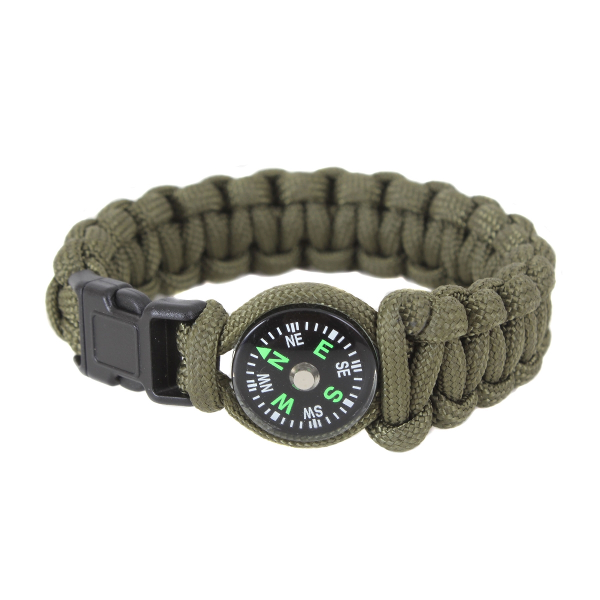 12519 9 in. Paracord Compass Bracelet, Olive Drab