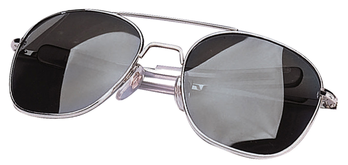 387 58 mm G.I. Type Aviator Sunglasses, Chrome & Smoke