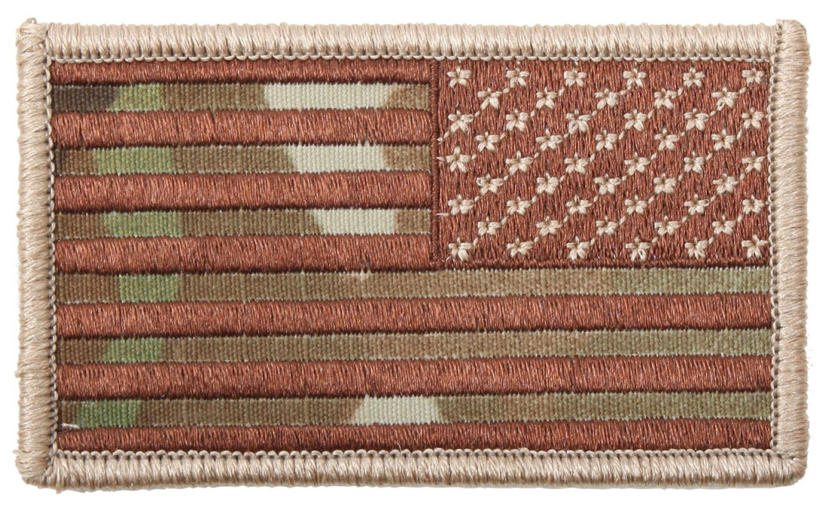 834 Reverse American Flag Patch with Hook Back, MultiCam