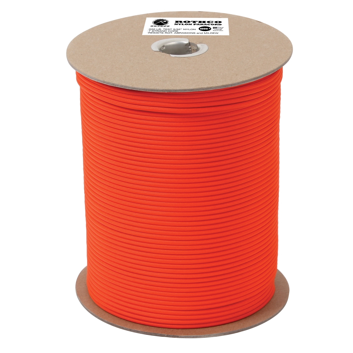 12606 1000 ft. Spool Nylon Paracord - 550 lbs, Safety Orange