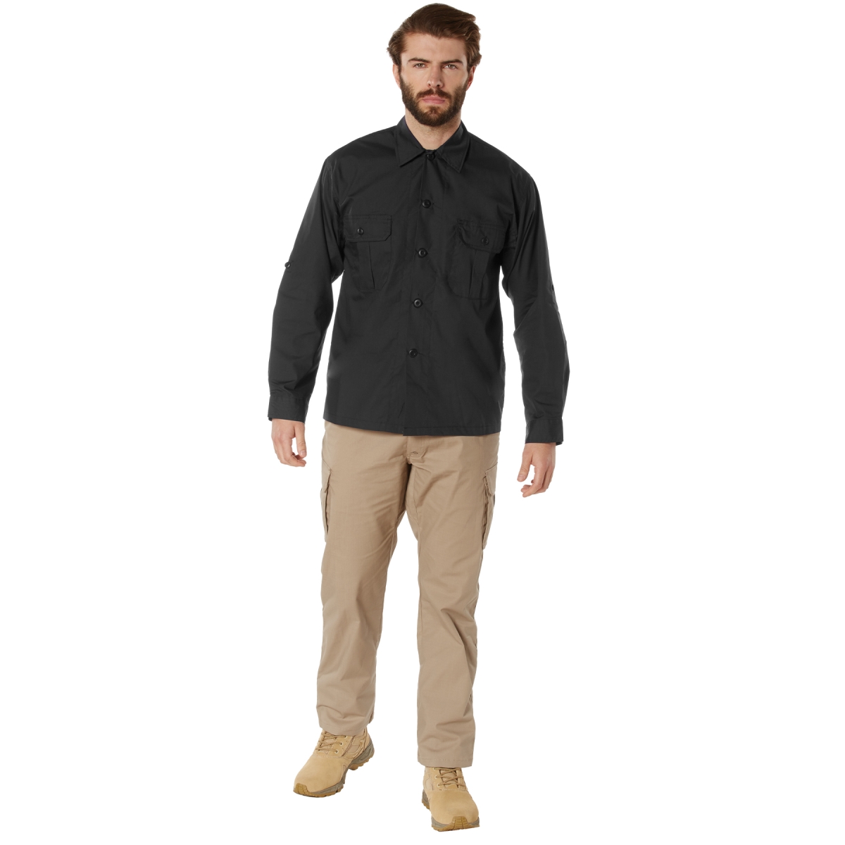 19862 Lightweight Tactical Long Sleeve Shirt, Black - Small