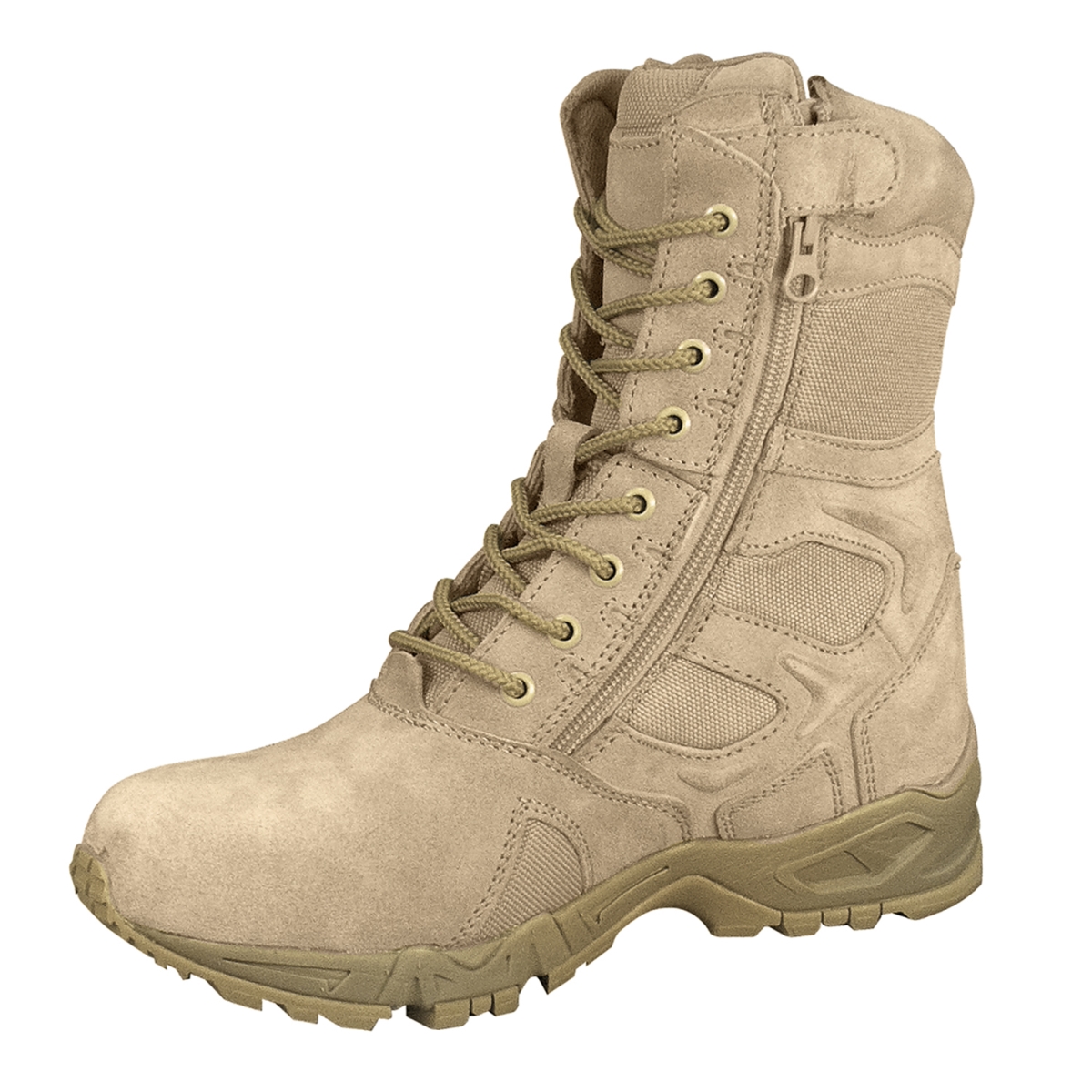 21785 8 in. Forced Entry Deployment Boot with Side Zipper, Tan - Regular - Size 8.5