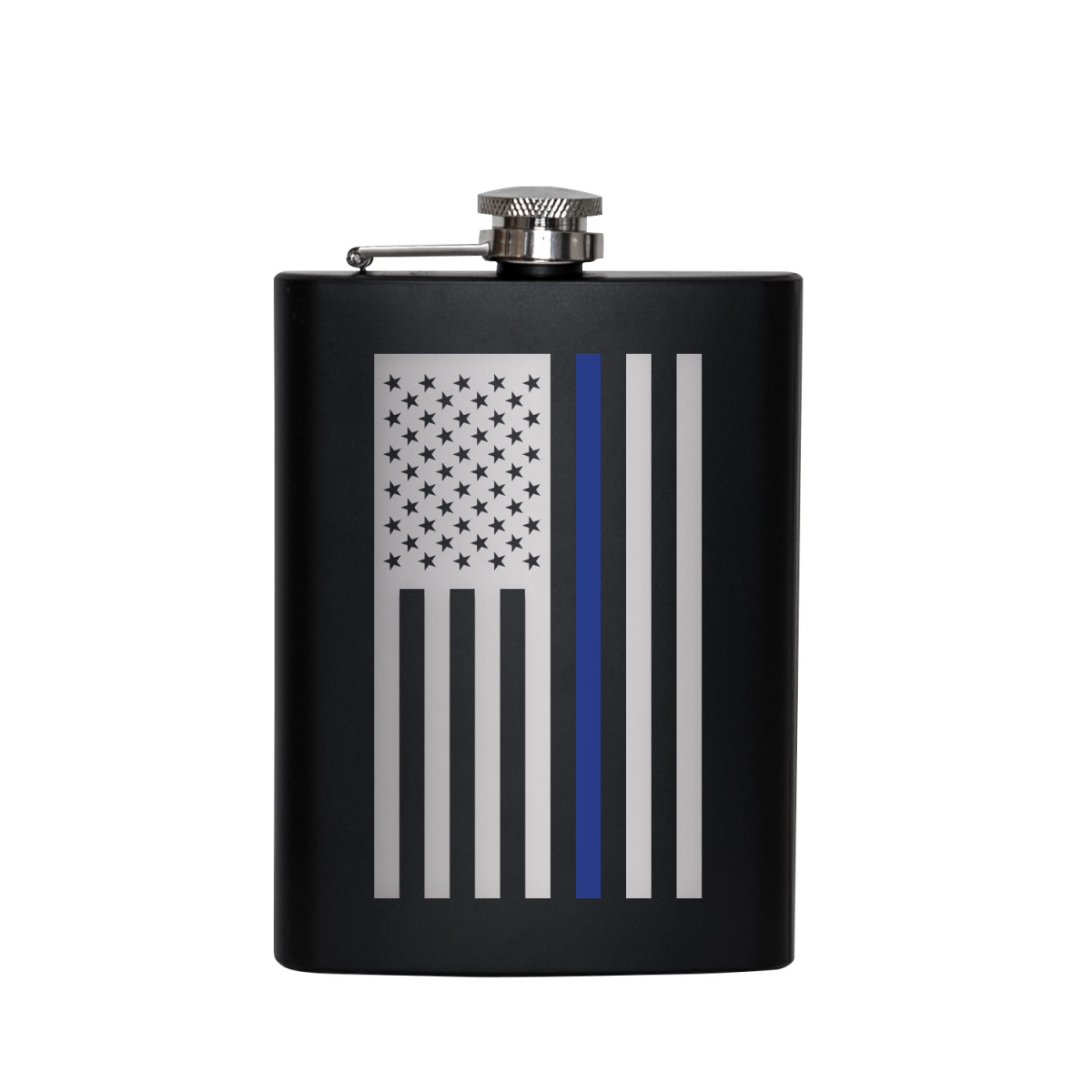 Picture of Rothco 18640 Stainless Steel Thin Blue Line Flag Flask