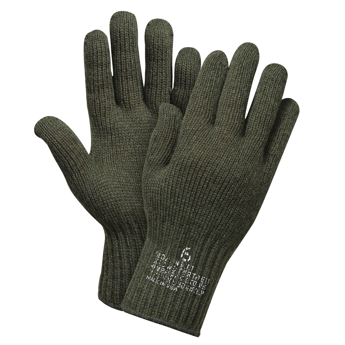 9649 G.I. Glove Liners, Olive Drab - Size 6