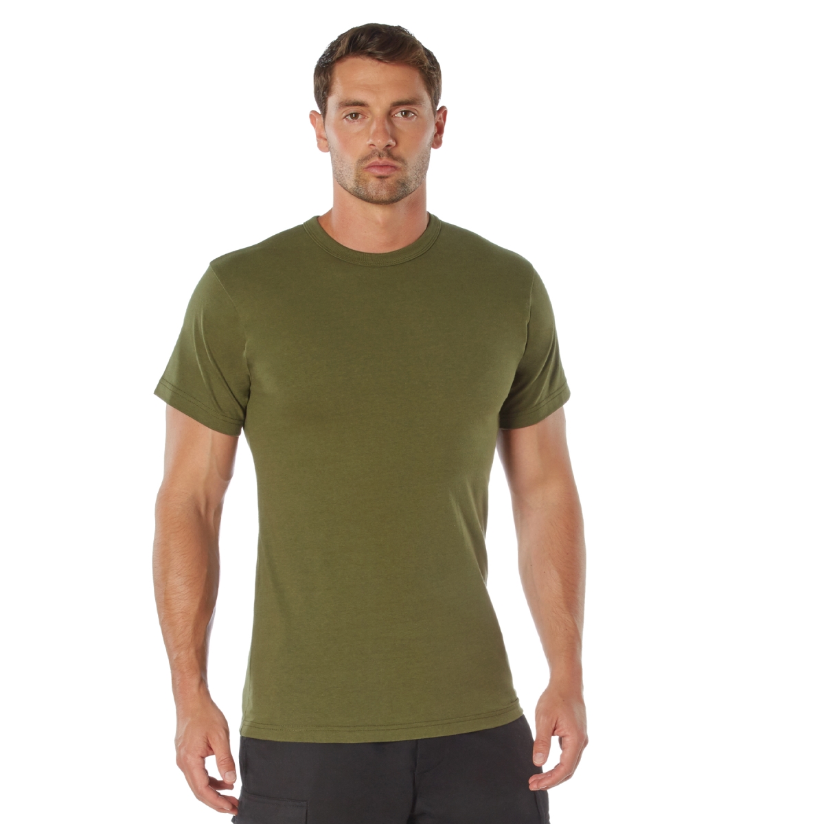 22659 Men Heavyweight Short Sleeve T-Shirt, Olive Drab - Small
