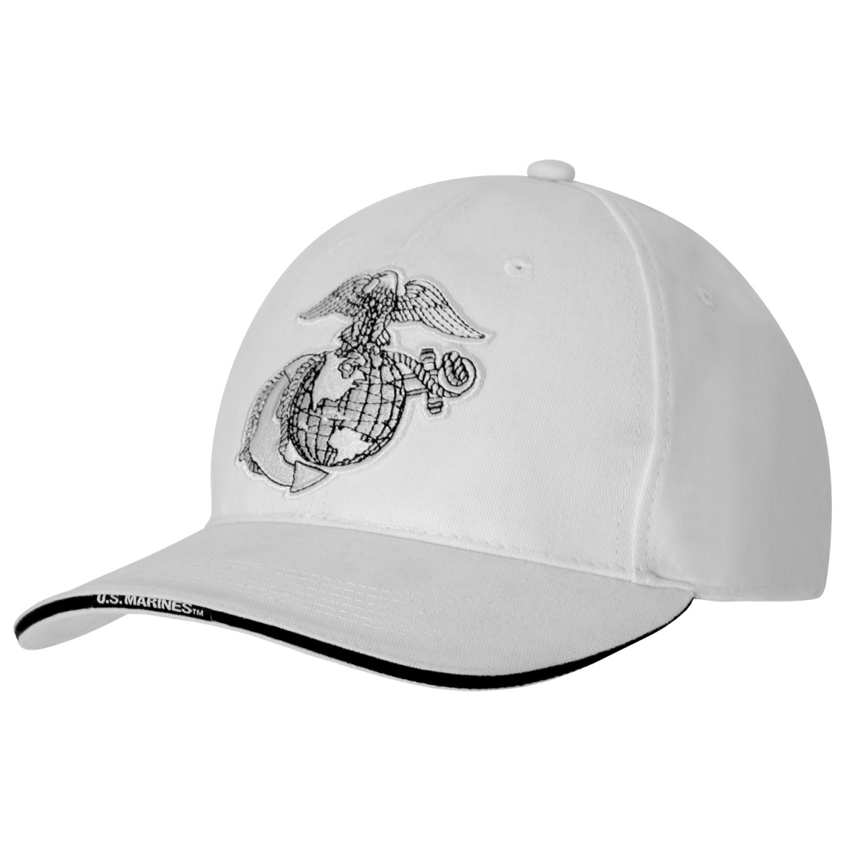 19061 Deluxe Eagle Globe & Anchor Low Profile Cap, White