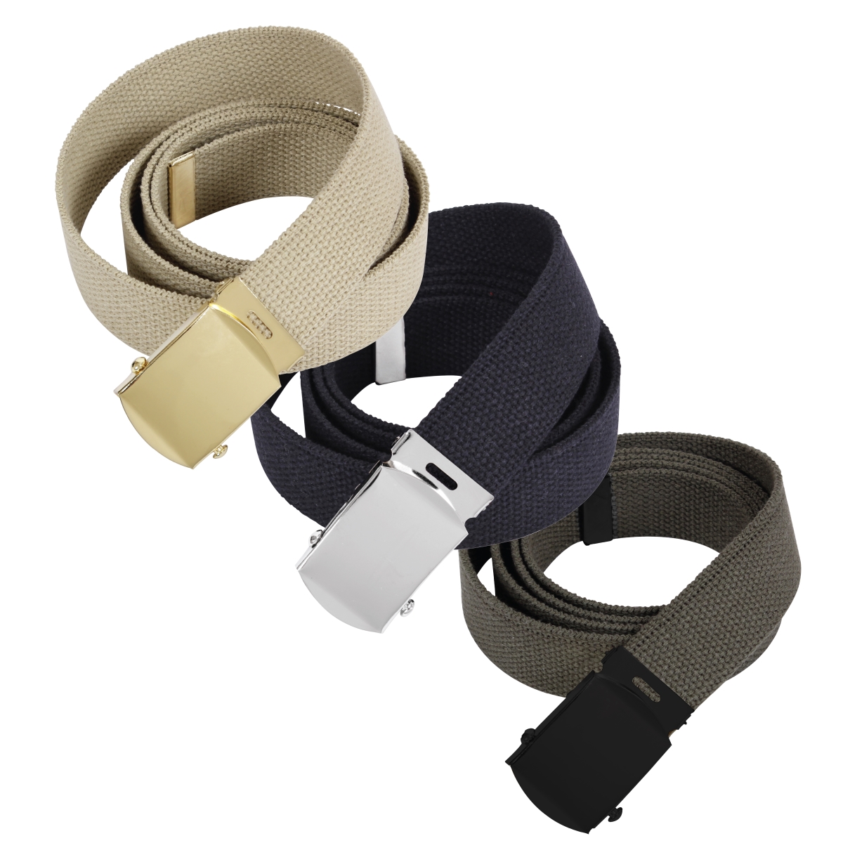 19476 Khaki & Black - Olive Drab Web Belts, 54 in. - Pack of 3